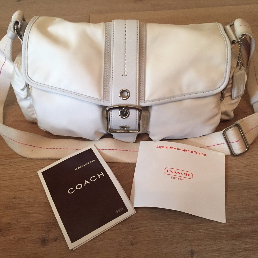 Coach White Nylon/Suede Handbag